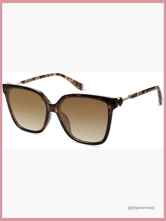 Square Sunglasses with UV400 Protection Lens and Metal Gem Temple